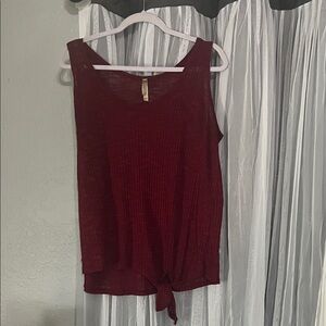 Sleeveless Tie-Front Tank Top in Burgundy